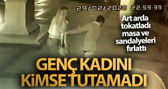 Sokak ortasında kadından erkeğe şiddet