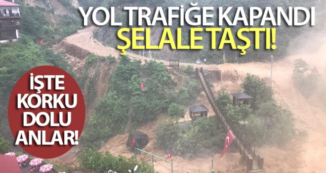 Ağaran Şelalesi yolu trafiği kapattı