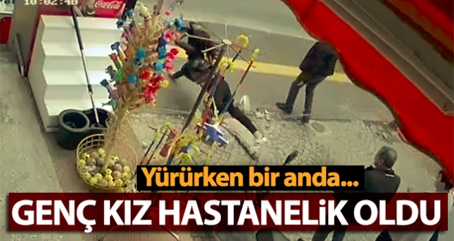 Yürürken zincire takılan genç kız hastanelik oldu