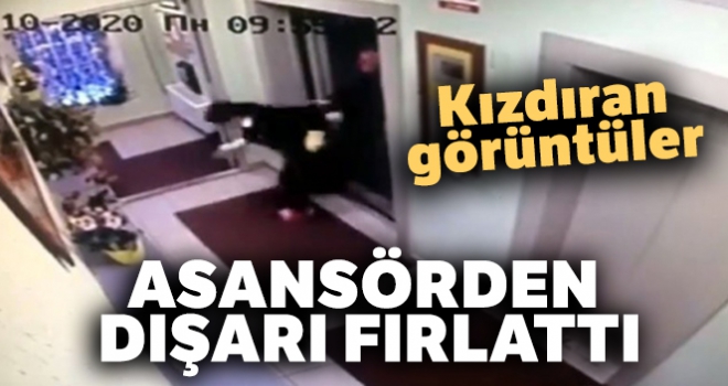 Otel müşterisi, temizlikçi kadını asansörden dışarı fırlattı