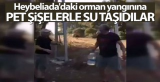 Heybeliada'daki orman yangınına vatandaşlar pet şişelerle su taşıdı
